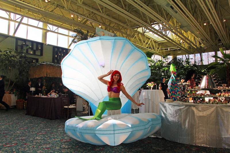 corporate event theme party with a mermaid