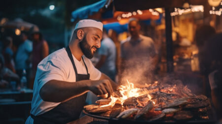 man grilling at a private event